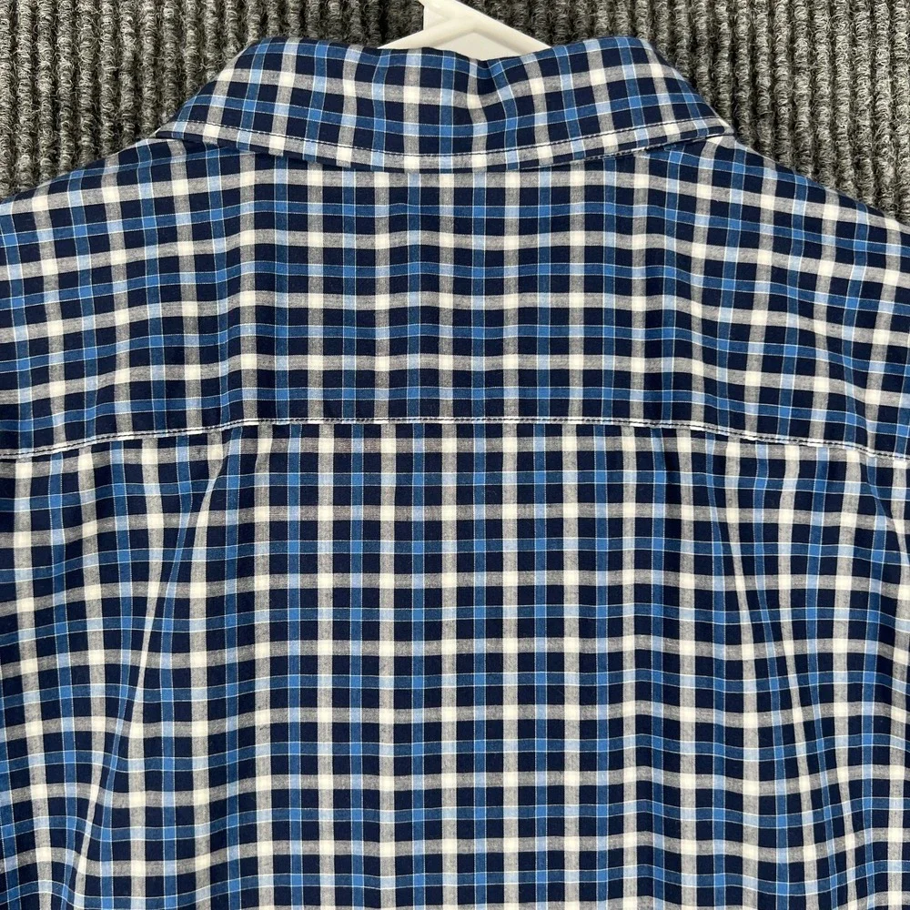 Banana Republic Shirt Mens Large Blue Plaid Long Sleeve Button Up Slim Fit